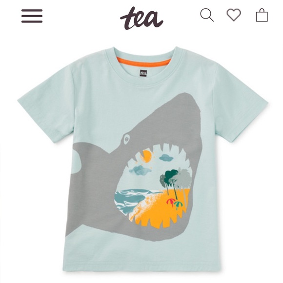 Tea Collection Shark Bite Beach Graphic Tee Size 7 - Picture 4 of 9